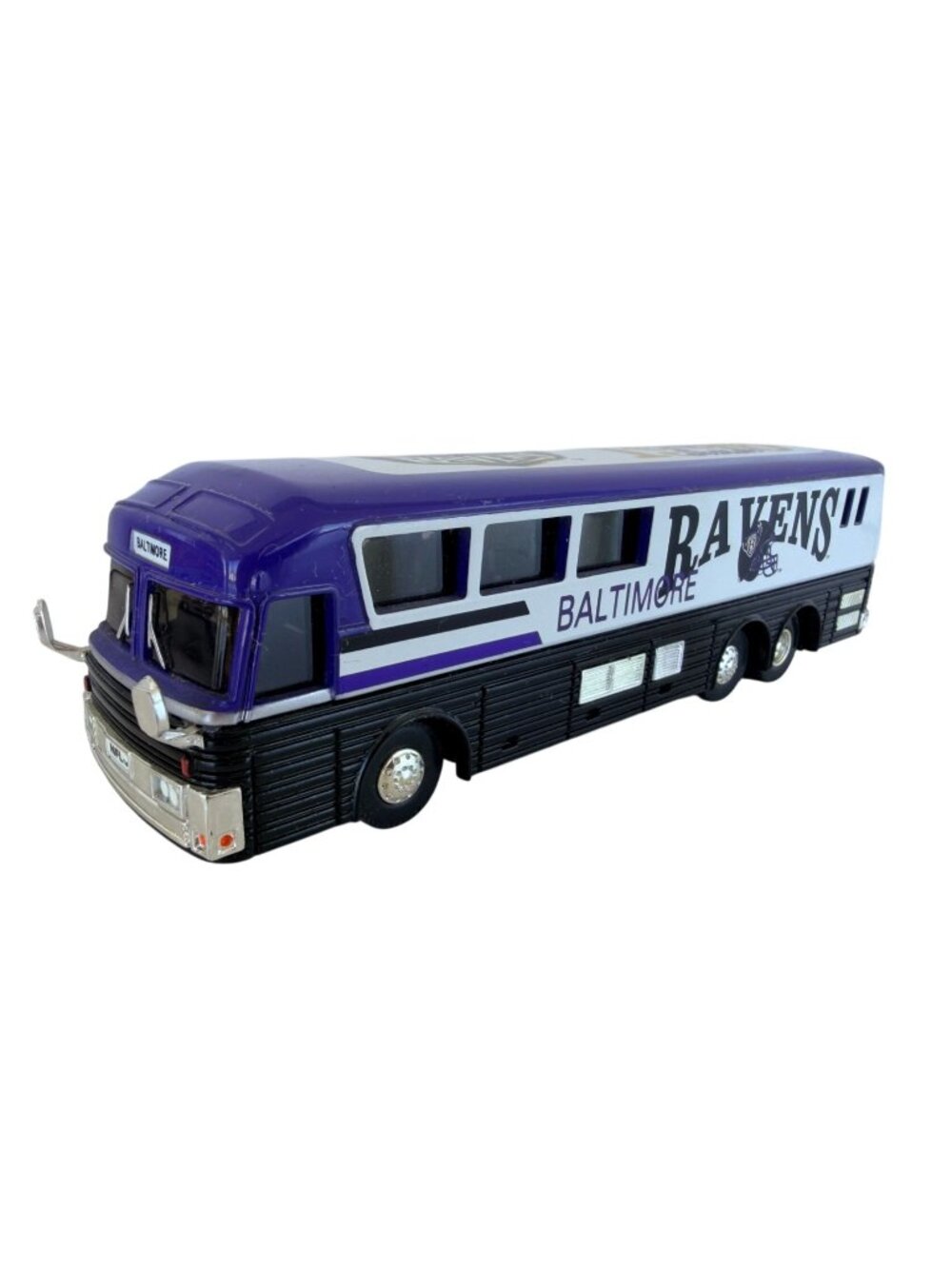 Vtg White Rose Baltimore Ravens 1993 Diecast Team Tour Bus 1:64 Purple White